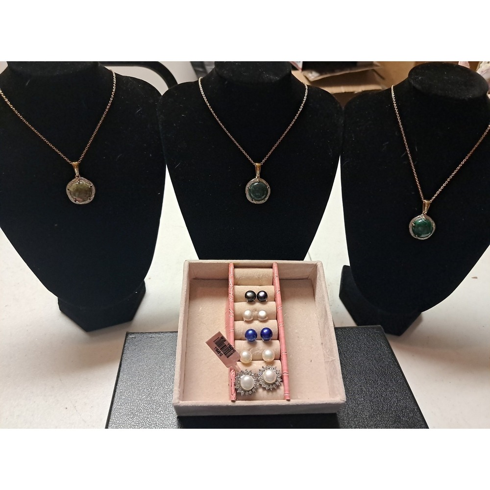 costume jewelry lot.  3 Necklaces And 5 Pairs Of Earrings